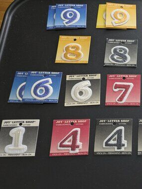 NEW! Joy Letter Shop Stick On/Iron On Embroidered Number Patches - 27pc Lot